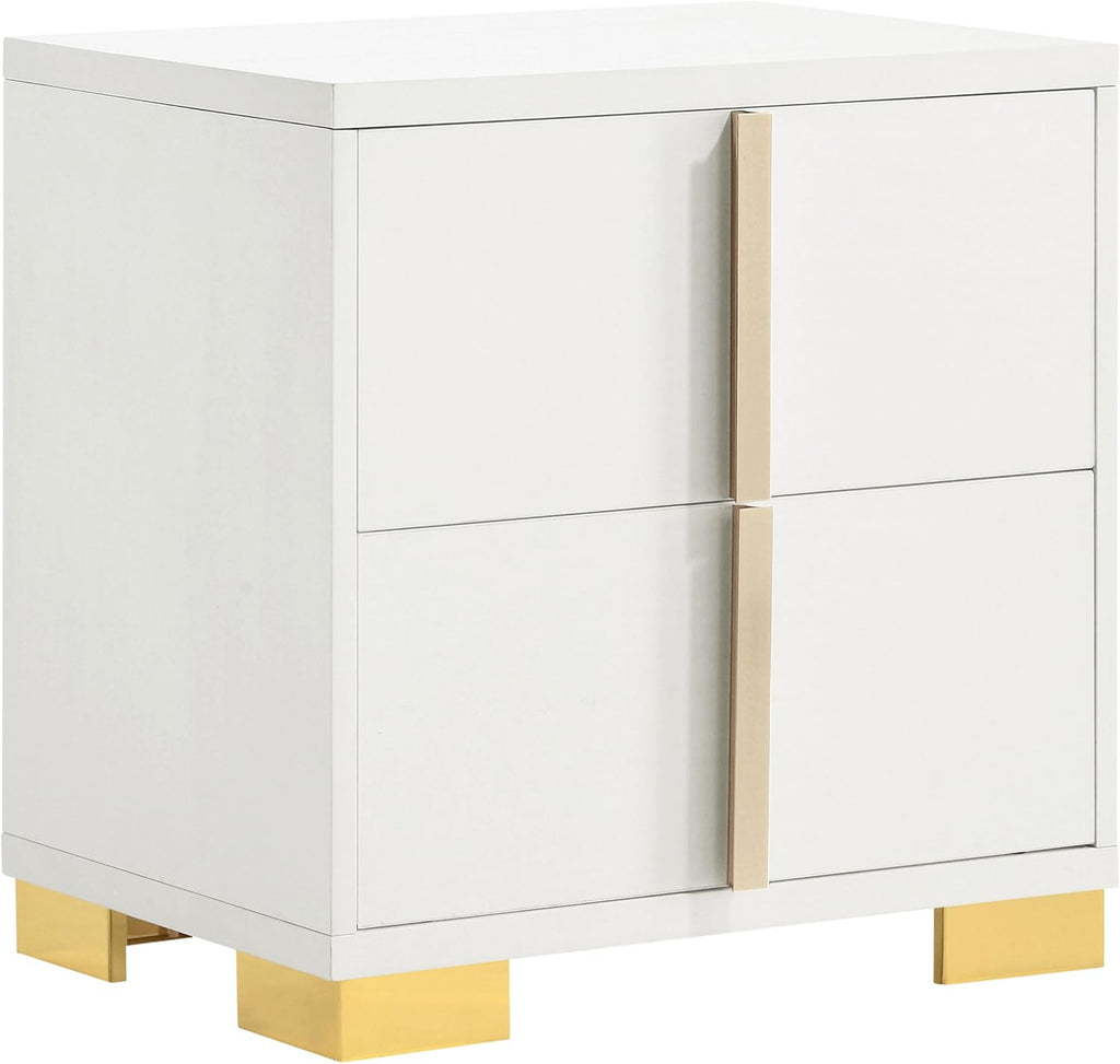 Coaster Home Furnishings Marceline Contemporary 5-Piece Bedroom Set Full Size LED Panel Bed Frame 51-inch Headboard White 222931F-S5