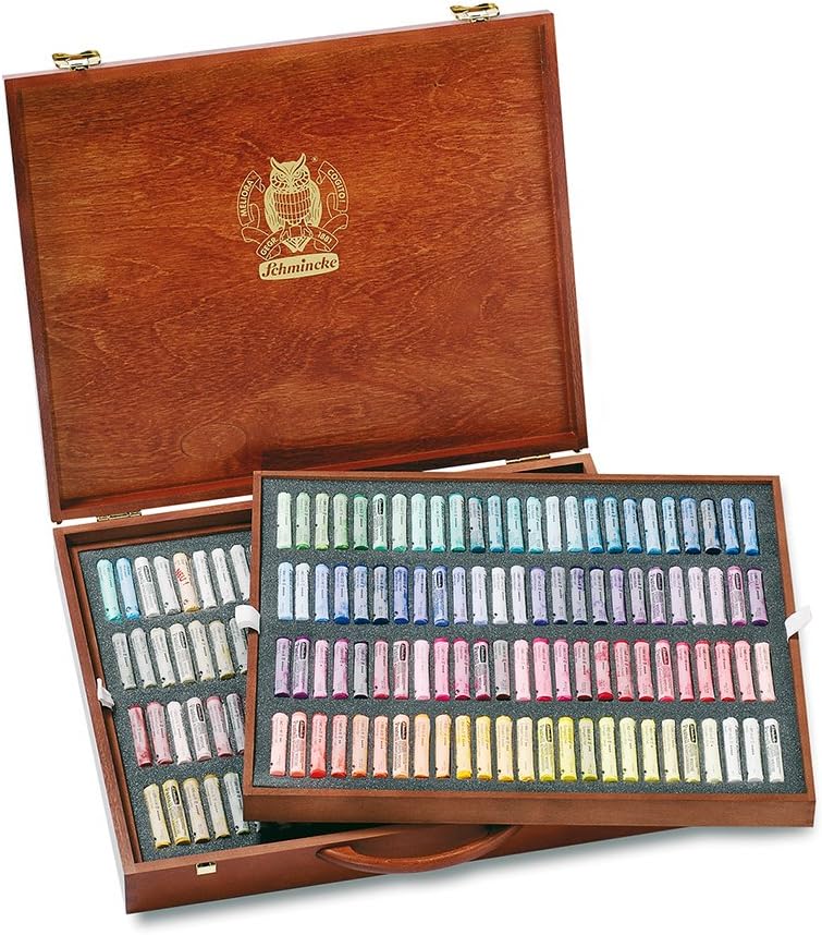 Schmincke - Pastel, premium set with 200 colors, 77 200 097, wooden box with 200 pastel pencils, handmade pastels, brilliant, velvet matt, highest lightfast colors