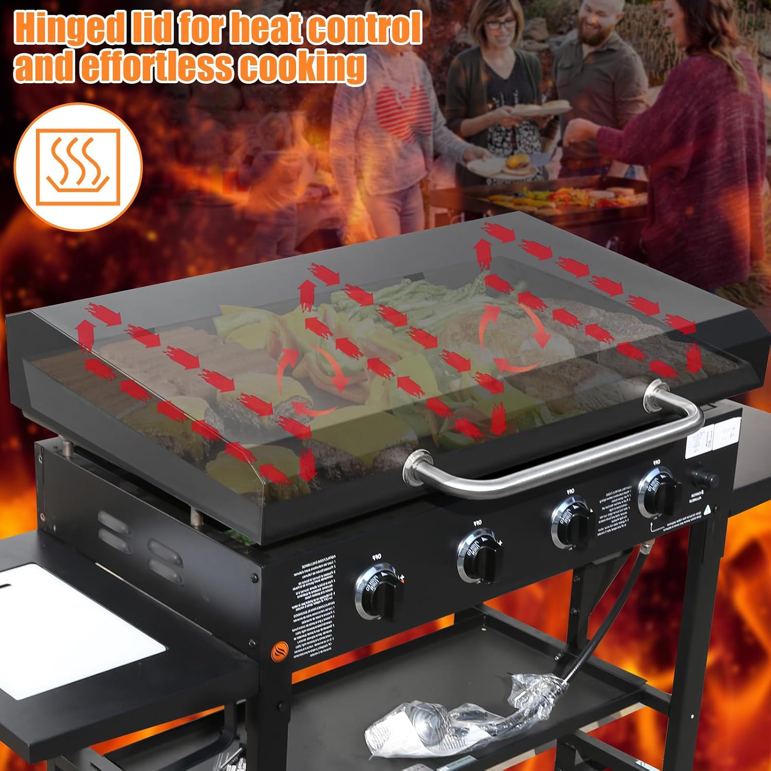 Griddle Lid for 36' Blackstone Griddle, Back-hinged Design Hard Cover with Durable Handle – Heat Retaining, Fits 36' Griddles Models 1554 1863 1825 1818 1565 1560 and Other 36' Griddles