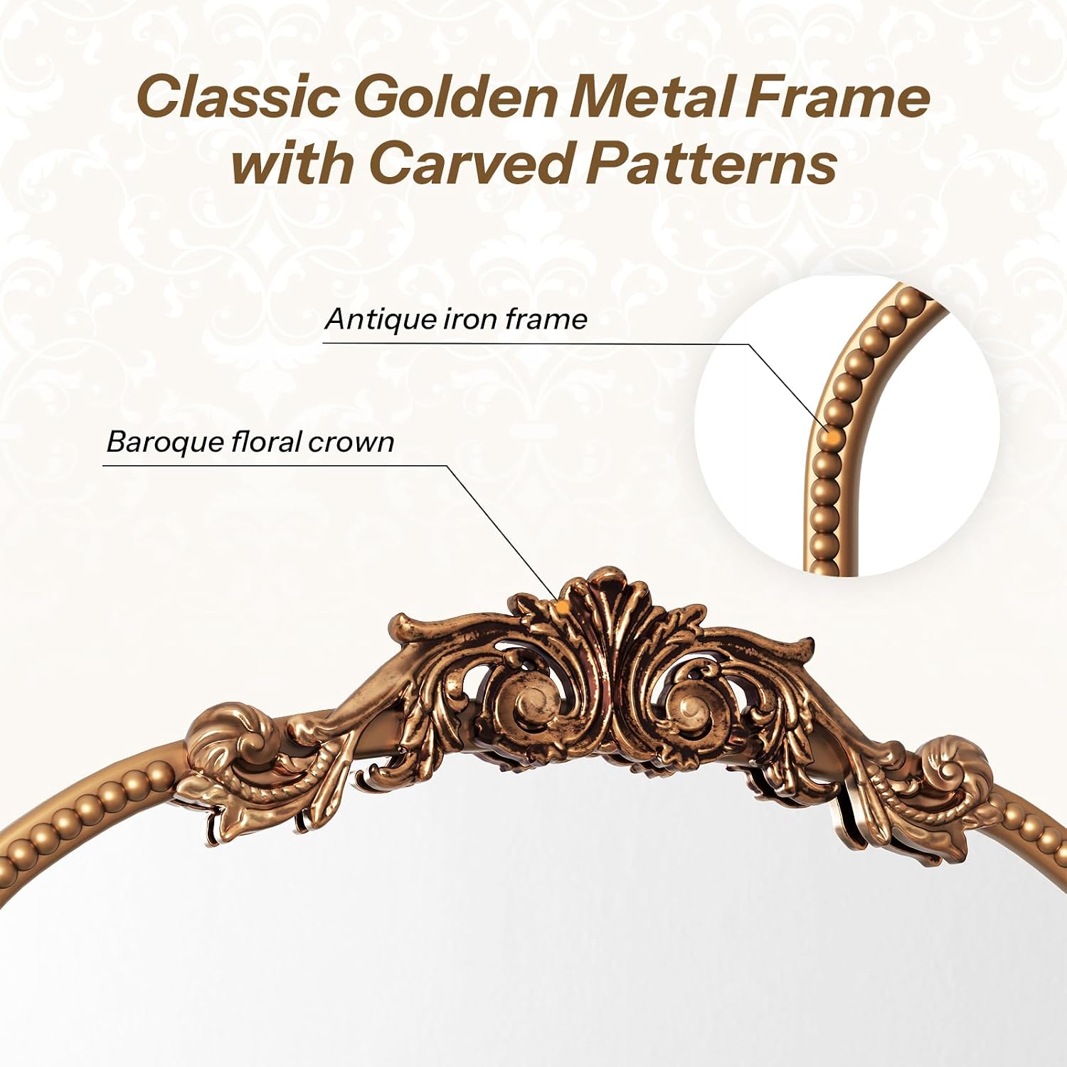 24x35 Inch Medicine Cabinets for Bathroom, Bronze Arched Medicine Cabinet with Mirror, Recessed or Surface Mount Medicine Cabinet Mirror，Premium All-Metal Frame&Body, Easy Assembly, Gold