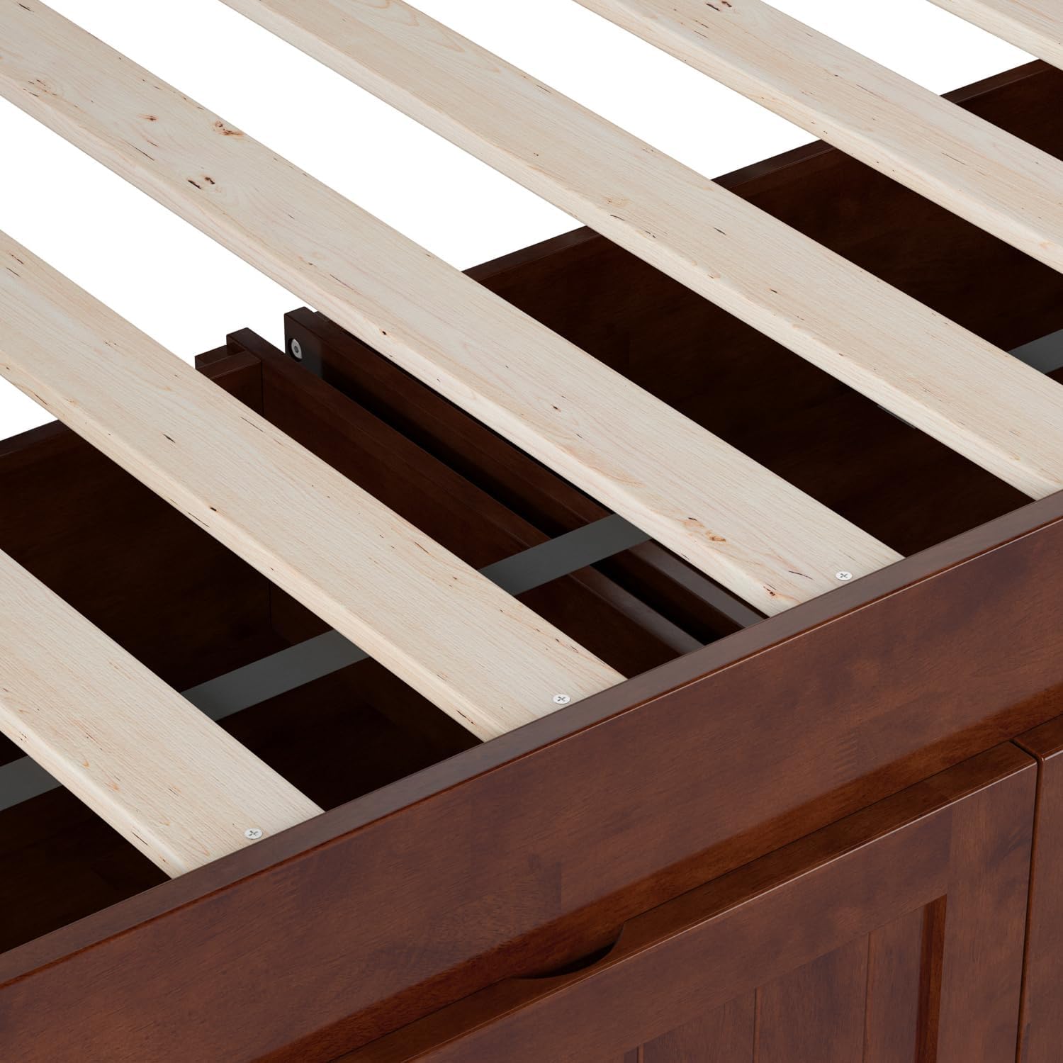 AFI, Nantucket Twin Size Wood Daybed Frame with 2 Storage Drawers, Walnut (Brown)