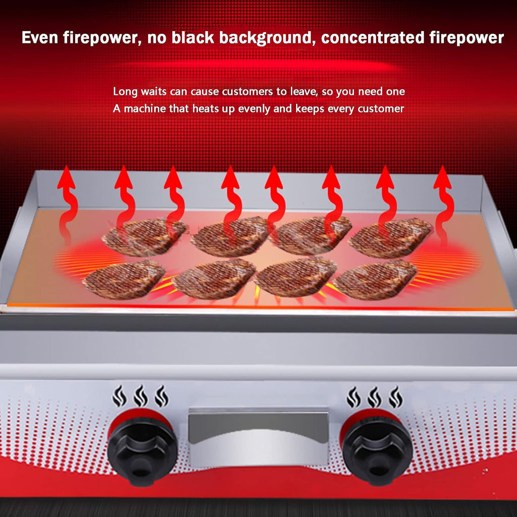 Commercial Propane Gas Griddle, Elite Kitchen Supply Countertop Flat Top Grill Propane Countertop Griddle with 2 Burners,Adjustable Temperature, Restaurant Kitchen C-718-One Size