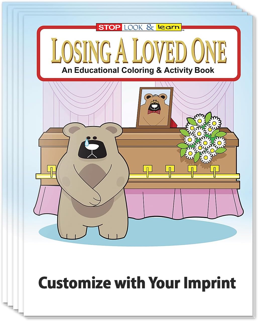 ZOCO – Losing a Loved One – Custom Educational Coloring and Activity Books (250 Bulk Pack, Without Crayons) – Funeral Home, Church Handouts for Kids – Add Your Imprint