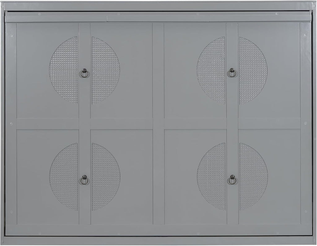 Harper & Bright Designs Queen Size Murphy Bed, Wooden Queen Murphy Wall Bed Frame with a Set of Sockets & USB Ports, Gray