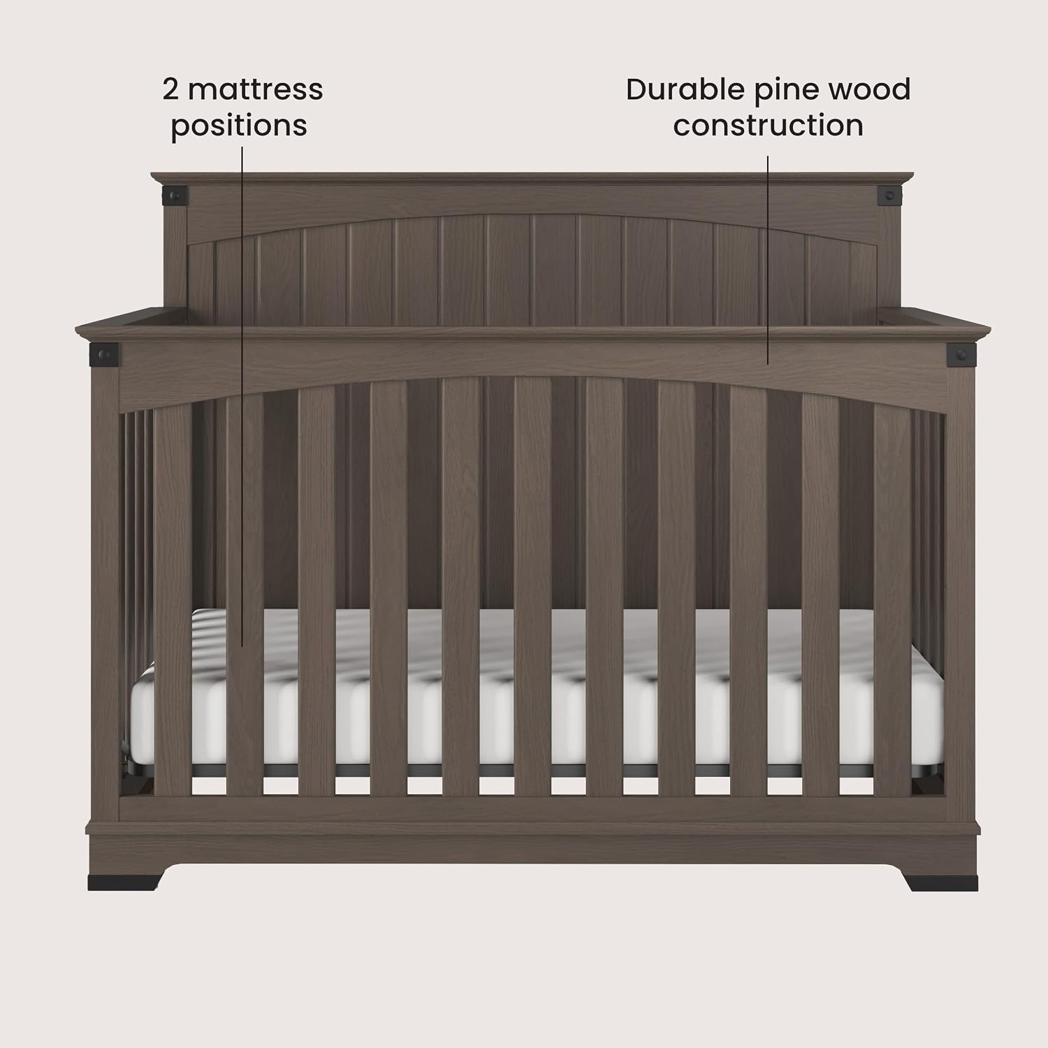Child Craft Redmond Full Panel Crib, Dresser and Chest Nursery Set, 3-Piece, Includes 4-in-1 Convertible Crib, Dresser and Chest, Grows with Your Baby (Dapper Gray)