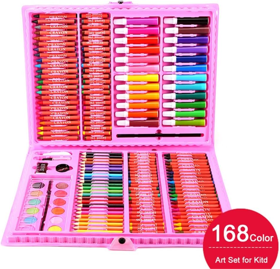 168pcs Drawing Art Set for Kids,Crayon,Oil Pastel,Color Pencils,Watercolor Markers and School Stationery Supplies Tools