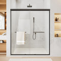 Findepot 50-54' W x 70' H Double Sliding Shower Door, Semi-Frameless Shower Door with 1/4'(6mm) Clear Tempered Glass, Silent Soft-Close Door for Walk-in Shower, Matt Black
