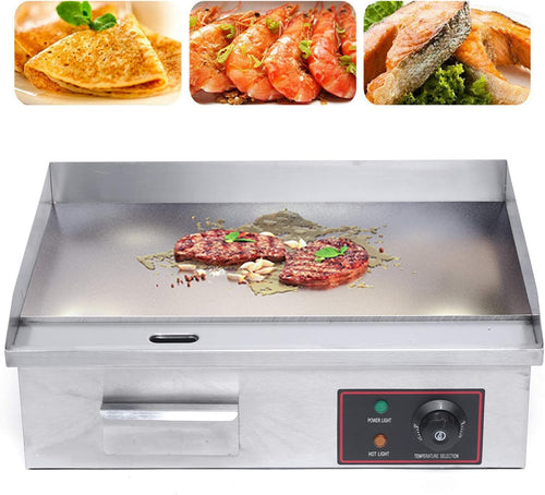 1600W Commercial Electric Griddle Flat Top Grill BBQ Restaurant Kitchen Teppanyaki Griddle, Commercial Table Top Griddle Electric Countertop Griddle Grill Hot Plate 122-572℉ Temperature Control