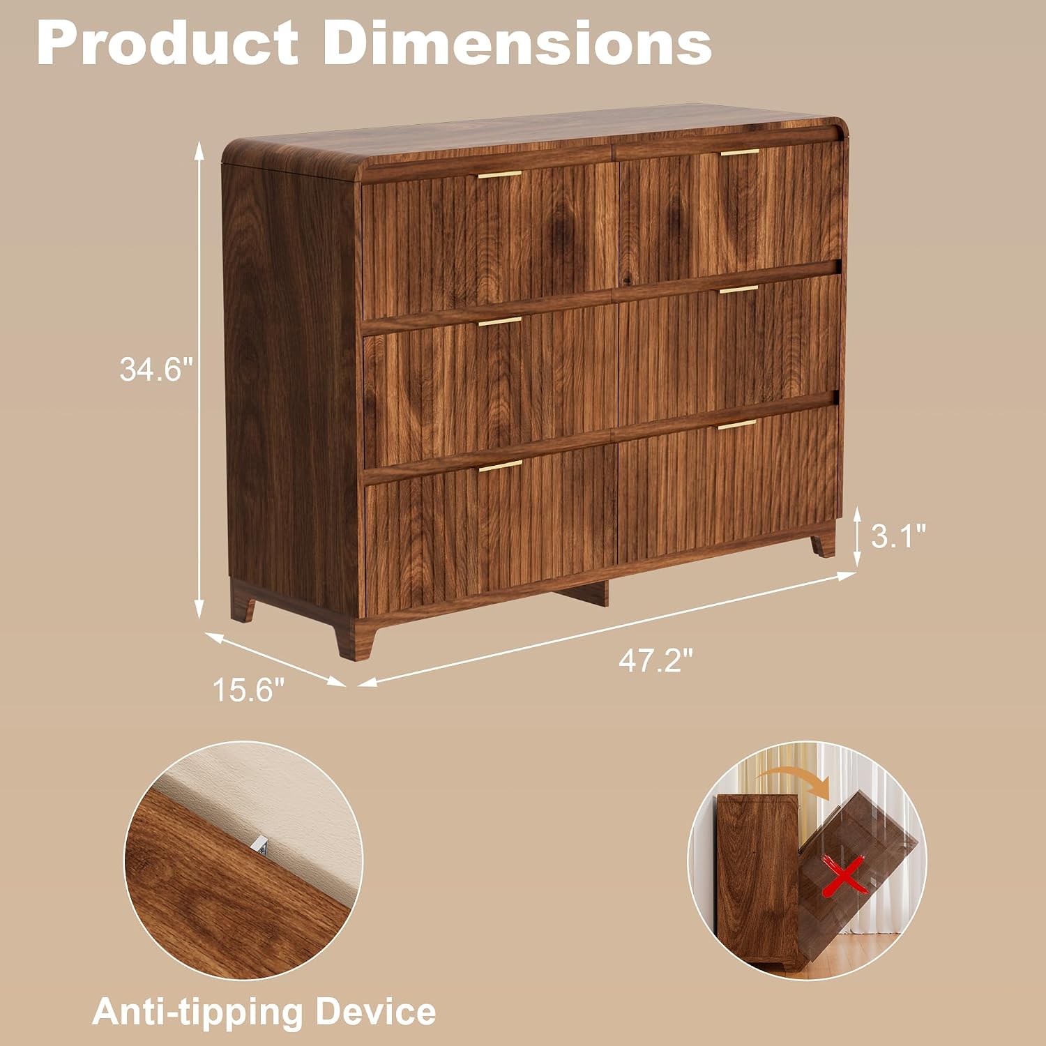 8 Drawer Dresser and 2 Nightstand Sets for Bedroom 3 Pcs Bedroom Set, Modern 39.4' Fluted Dresser with Invisible Handles Nightstand Charging Station, Bedroom Furniture Set for Living Room, Natural Oak