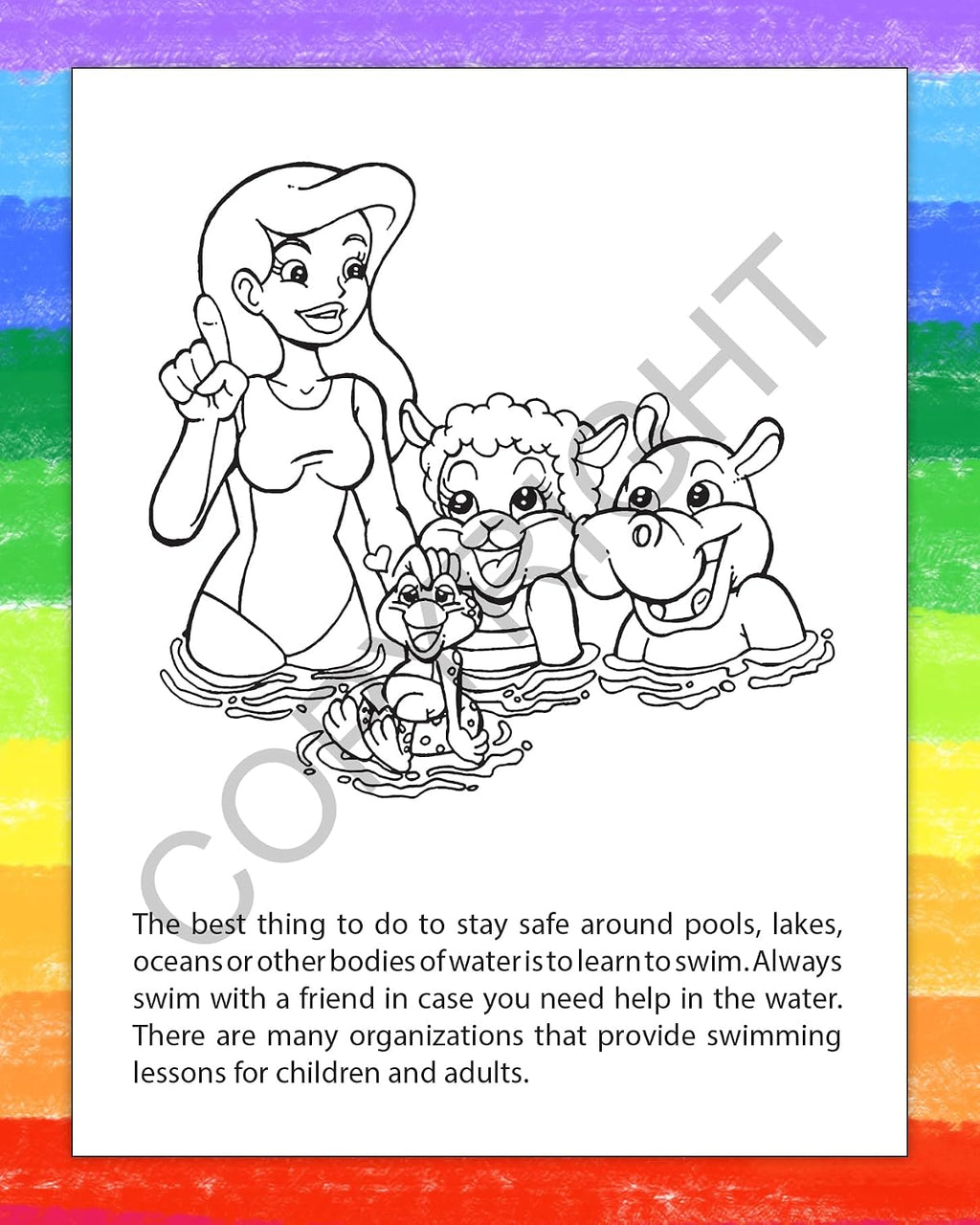 ZOCO – Pool and Water Safety – Custom Coloring Books (250 Bulk Pack, Without Crayons) – Prevent Drowning and Water Safety Awareness Handout for Kids