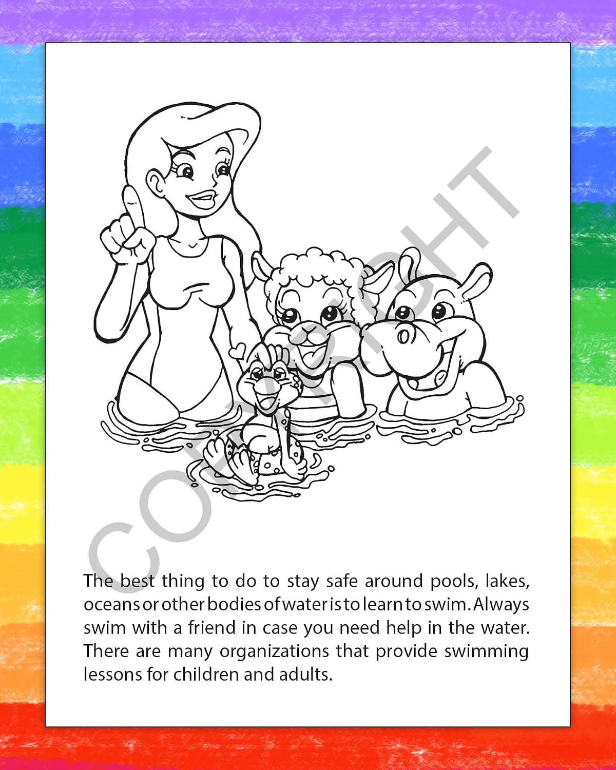 ZOCO – Pool and Water Safety – Custom Coloring Books (250 Bulk Pack, Without Crayons) – Prevent Drowning and Water Safety Awareness Handout for Kids