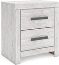 Signature Design by Ashley Cayboni Casual Nightstand with Framed Front and Pilasters, 2 Storage Drawers, Large Black Handles, Wood, 24.37' High, White