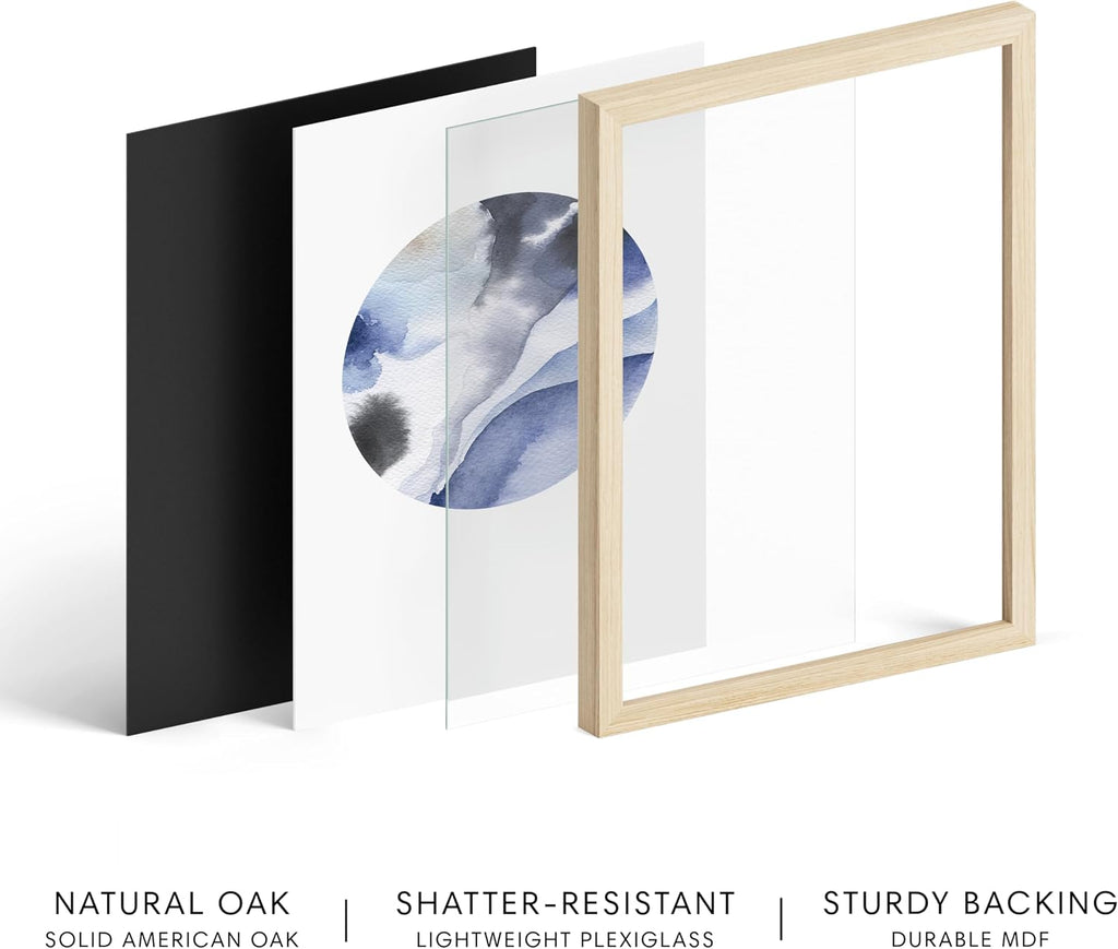 HAUS AND HUES Watercolor Prints Set of 4 - Minimalist Art Prints & Posters, Modern Wall Decor for Bedroom, Minimalistic Modern Abstract Posters, Color Swirl Circles (Beige Frame, 24x36)