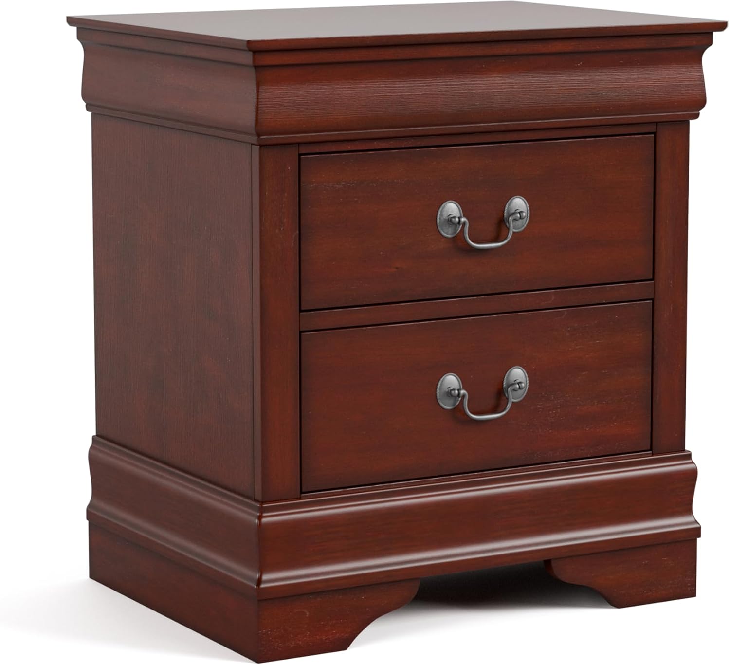 Furniture of America Arabella Traditional Solid Wood 3 Piece Bedroom Set, Full Bed Frame and Nightstands Set of 2, Chic Sleigh Design Bedframe with Headboard and Footboard, Box Spring Needed, Cherry