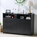 LIDYUK Black Dresser for Bedroom, 6 Drawer Dressers & Chests of Drawers, Modern Wood Dresser with Charging Station and LED Lights, 48 Inch Wide Chest of Drawers for Bedroom, Hallway, Living Room