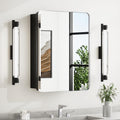 TETOTE 24 X 32 Medicine Cabinet Mirror Polished Chrome Stainless Steel Framed Bathroom Mirror Cabinet with Adjustable Shelves Recessed Mounted/Surface Mounted Medicine Cabinet with Mirror