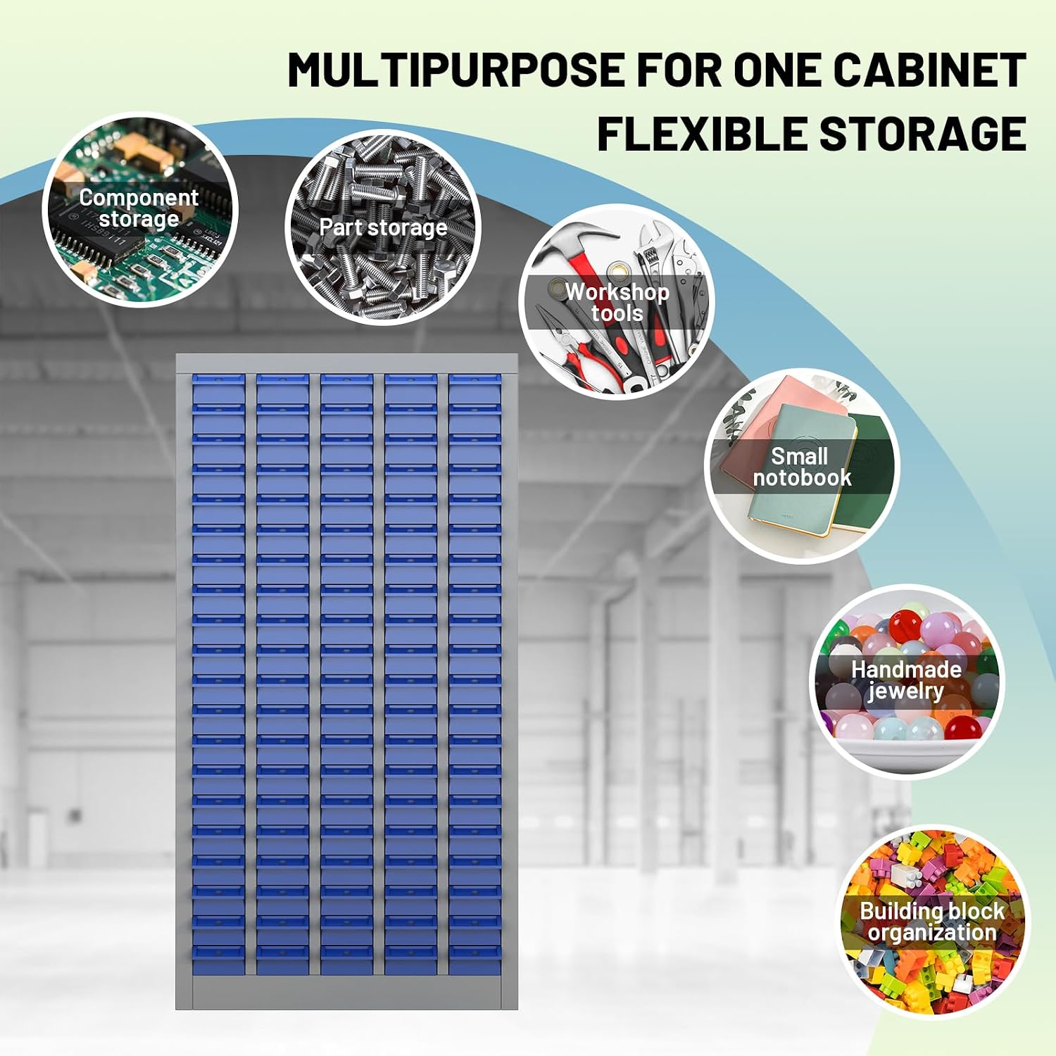100 Drawer Tool Storage Cabinet with ABS Drawers, Bolt and Nut Organizer Parts Box, Hardware Shelving Unit for Garage and Workshop