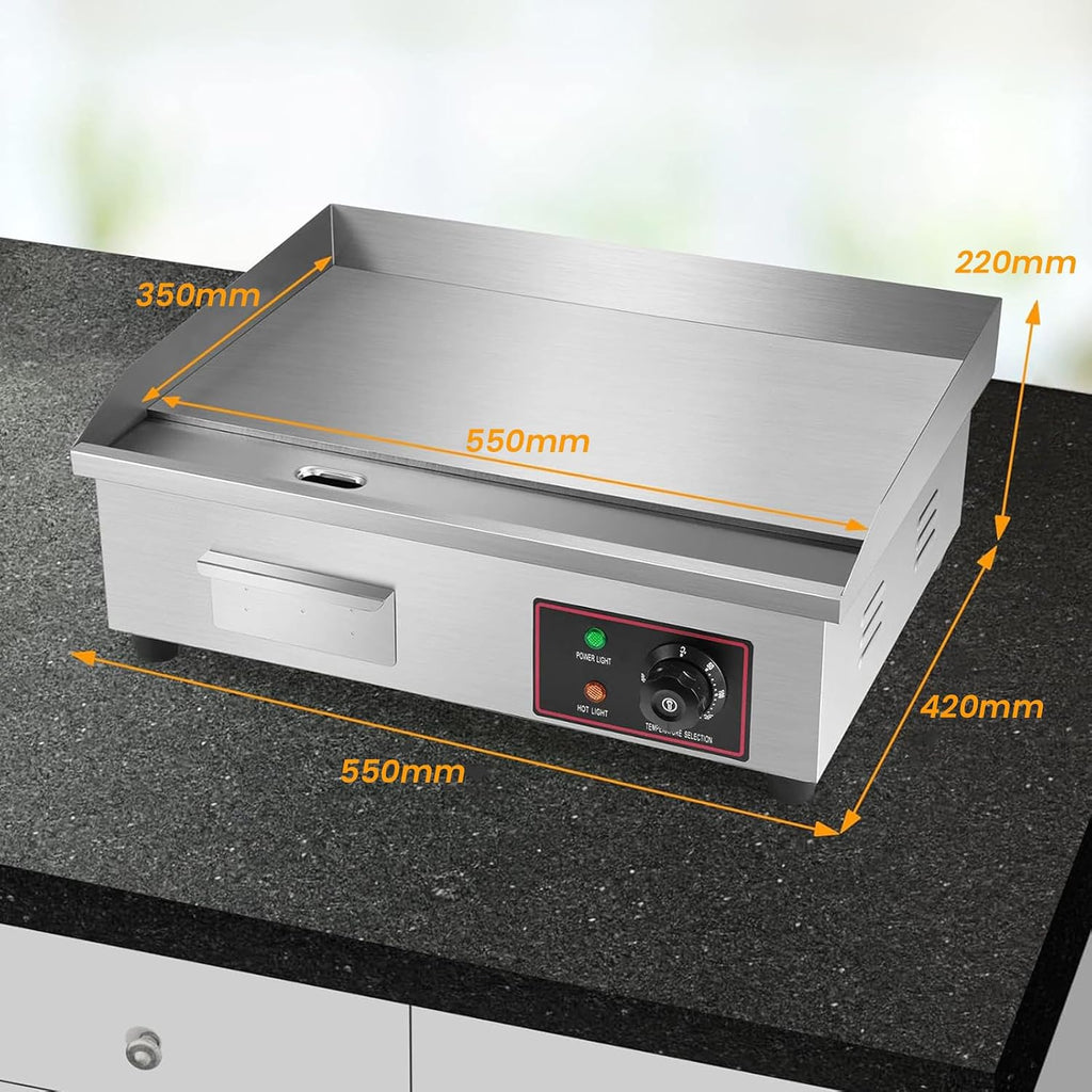 3000W Commercial Griddle, 22'X14' Electric Countertop Griddle Grill Flat Top Griddle Hot Plate Kitchen Stainless Steel Restaurant Grill
