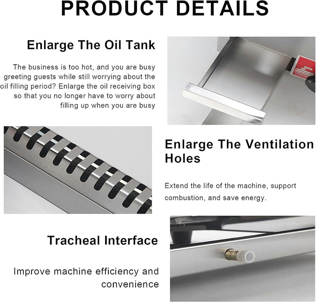 21' Commercial Gas Electric Griddle, Heavy Duty Stainless Steel Teppanyaki Flat Top Grill, for Kitchen Restaurant BBQ Tools