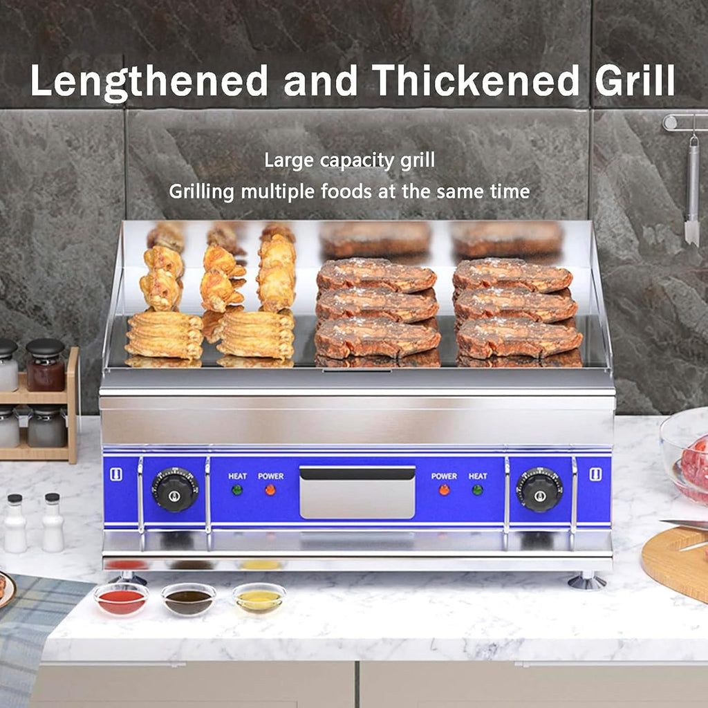 21.6'X15.7' Commercial Electric Countertop Griddle Flat Top Heavy Duty Griddles with Non-Stick 10Mm Thick Iron Cooking Surface Chrome-Plate for Restaurant Use 220V/5000W