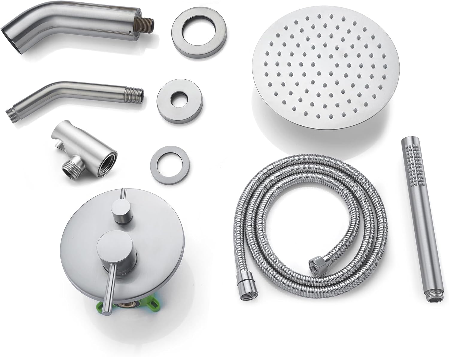 Brushed Nickel Shower System with Waterfall Tub Spout, 8 Inches Rain Shower and Handheld