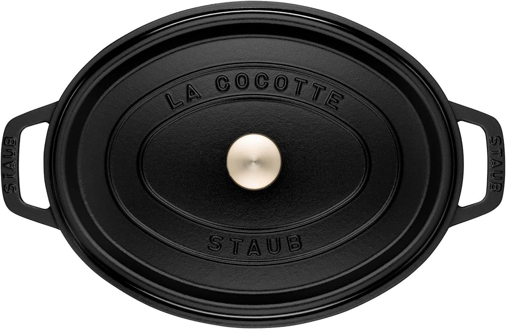 Staub La Cocotte Oval 40509-319 Pico Cocotte Oval Black 12.2 inches (31 cm) Large Two-Handed Cast Enameled Pot, Induction Compatible