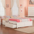 AFI Concord Queen Size Platform Bed with Footboard & Storage Drawers in White
