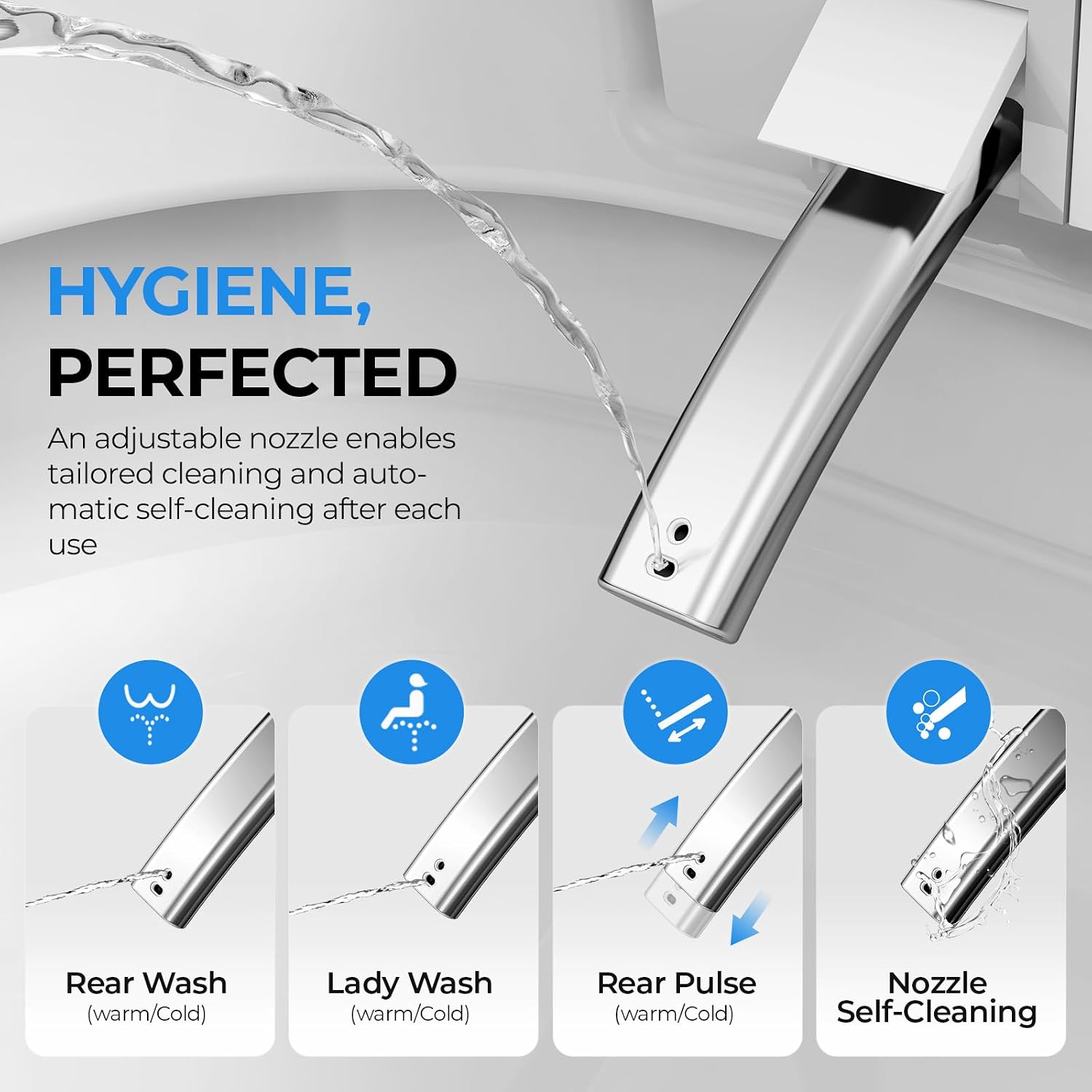 Smart Toilet With Built-in Tank Bidet, Heated Seat & Foot Sensor, Tankless Modern Elongated Electric Toilet with Warm Water Wash, Air Dryer, LED Display & 1.28 GPF