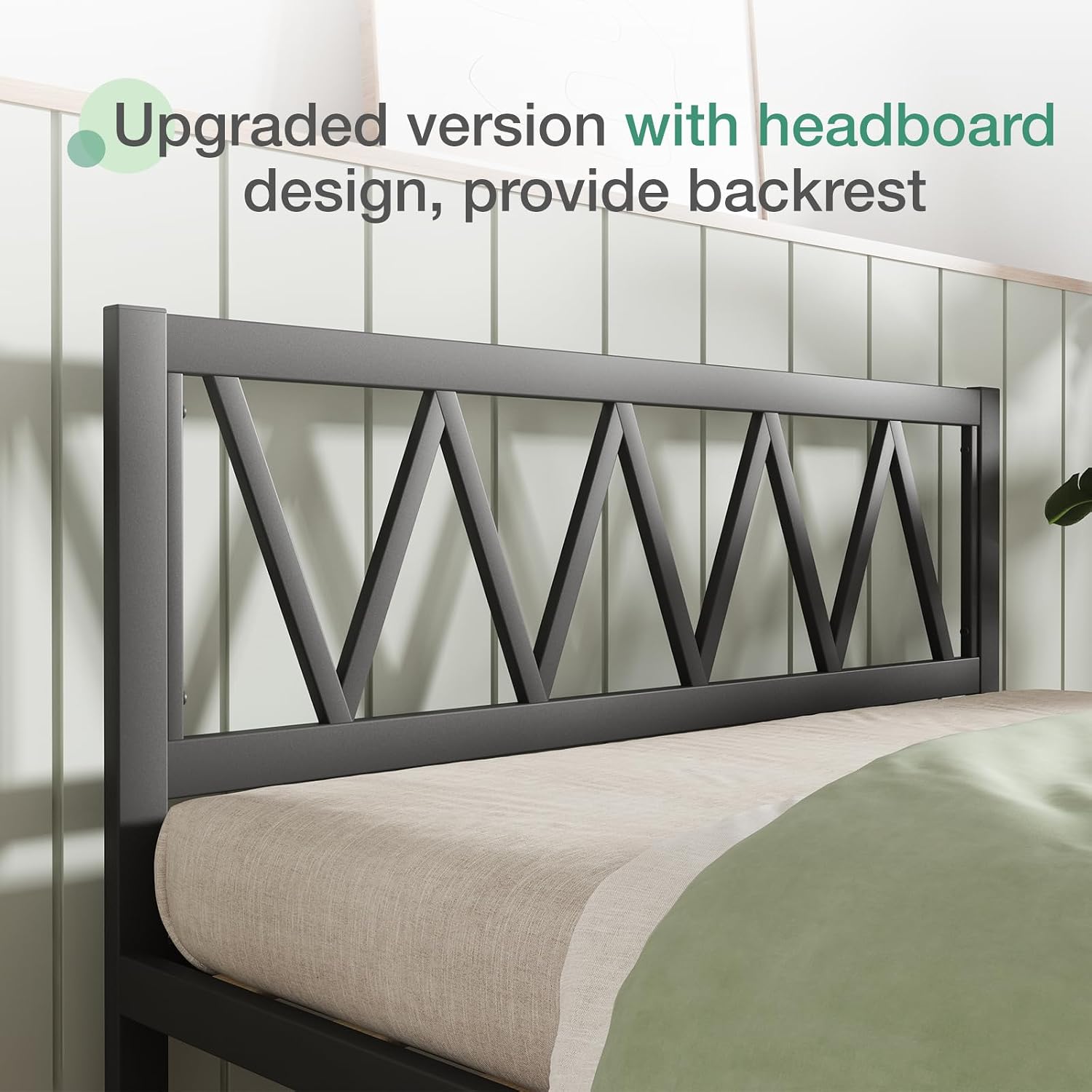 Novilla Full Size Bed Frame with Headboard, Metal Platform Bed Frame, Wood Slat Support, Heavy Duty, No Box Spring Needed, Easy Assembly, Black