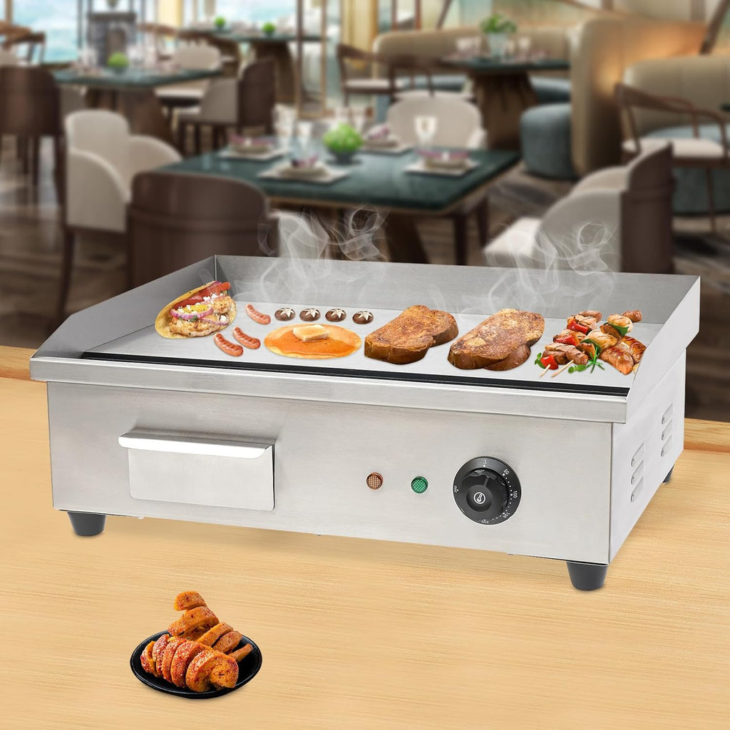 Commercial Griddle 3000W High Efficiency Electric Flat Top Countertop Grill Stainless Steel Cast Iron Plate for Pancakes & Sandwiches