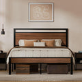 Easy Assembly Queen Bed Frame with Modern Wood Headboard & Footboard, Upgraded Heavy Duty Metal Sturdy Bed Frame Queen Size, Stable Platform Bed Furniture Bed Storage, No Noise, No Box Springs, Walnut