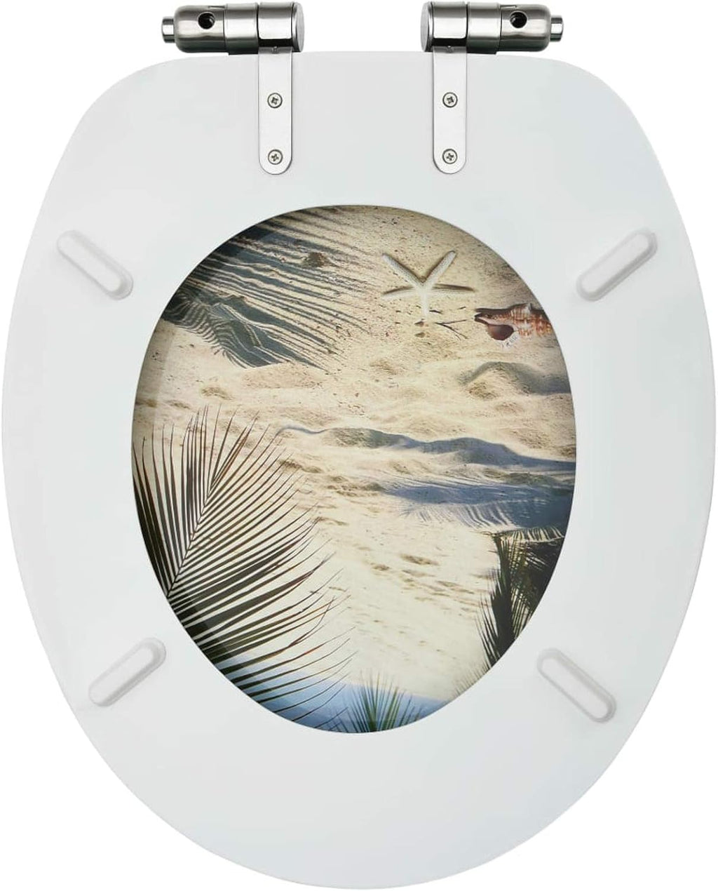 WC Toilet Seats with Soft Close Lid 2 pcs MDF Beach Design Toilet & Bidet Seats