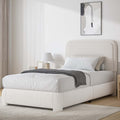 BarnFurin Twin Bed Frames,Cloud Boucle Upholstered Platform Bed Frame with Headboard, Soft Rounded Corners, Noise Free, Easy Assembly, Beige