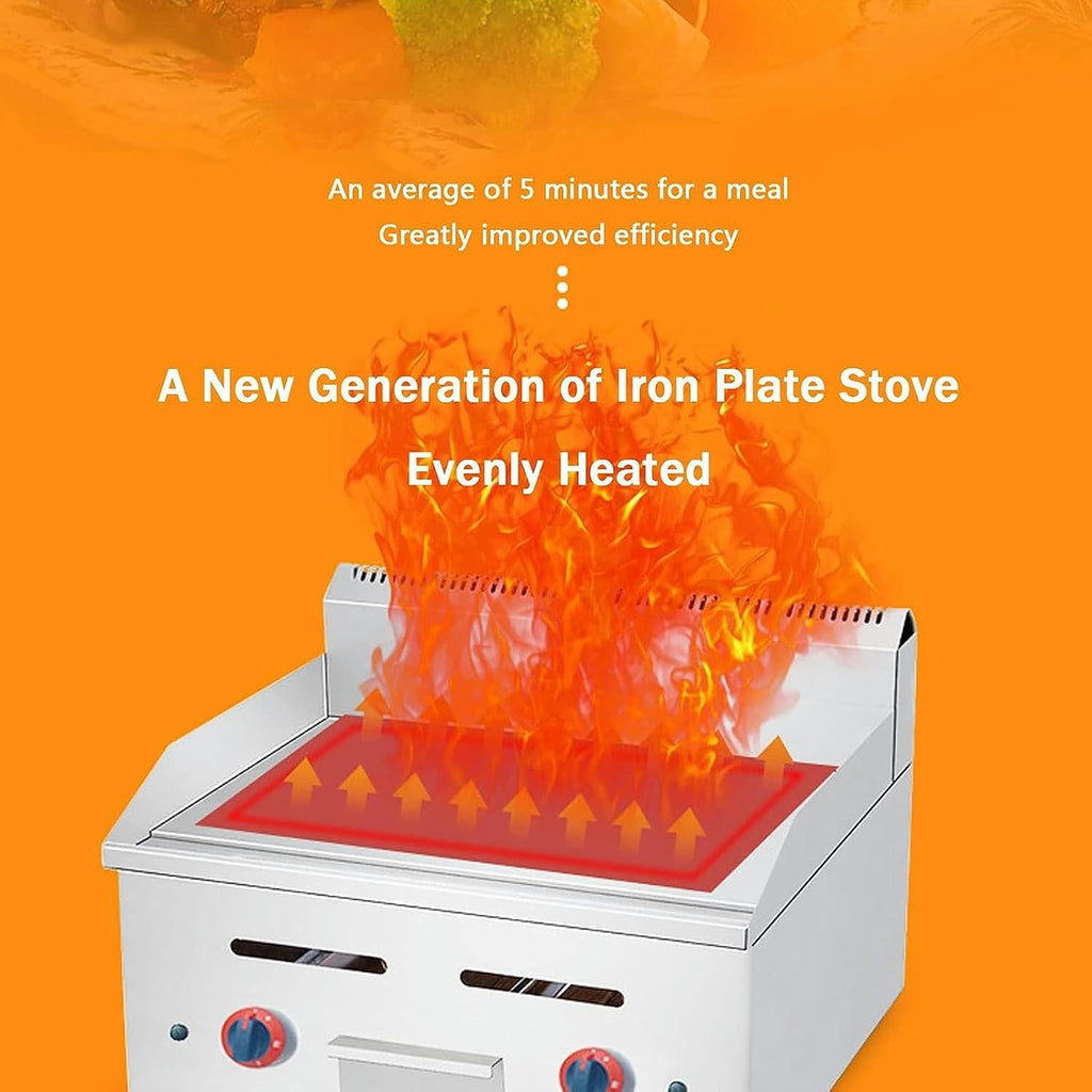 Restaurant Gas Griddle 2 Burner Heavy Duty Manual Flat Top | Stainless Steel Portable Grill Propane Gas Countertop for BBQ Home Kitchen