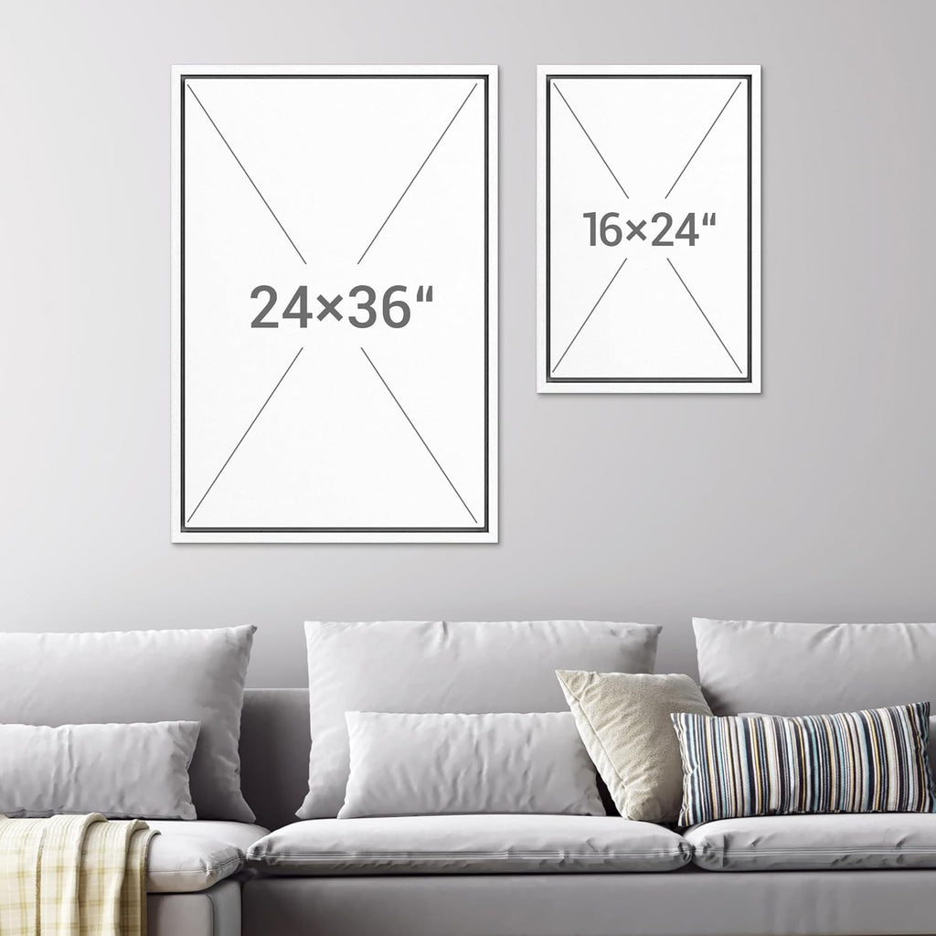 SIGNWIN Framed Canvas Print Wall Art Set Minimalist Earthy Horizon Illustrations Modern Art Decorative Scenic Rustic for Living Room, Bedroom, Office - 16'x24'x3 WHITE