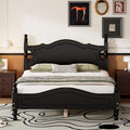 Flieks Full Size Wood Platform Bed Frame for Boys Girls Kids Toddler,Retro Style Platform Bed with Wooden Slat Support,Black