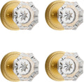 Gold Door Knobs Crystal Door Knob Brushed Gold Passage Door Knobs Glass Satin Brass Interior Door Handles for Hall and Closet 1 Pack