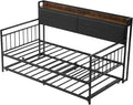 VEVOR Twin Size Daybed Frame, Day Bed with Trundle, Heavy Duty Metal Platform Bed Frame with Charging Station, Twin Daybed with Metal Slats Support for Living Room, Bedroom, Guest Room, Easy Assembly