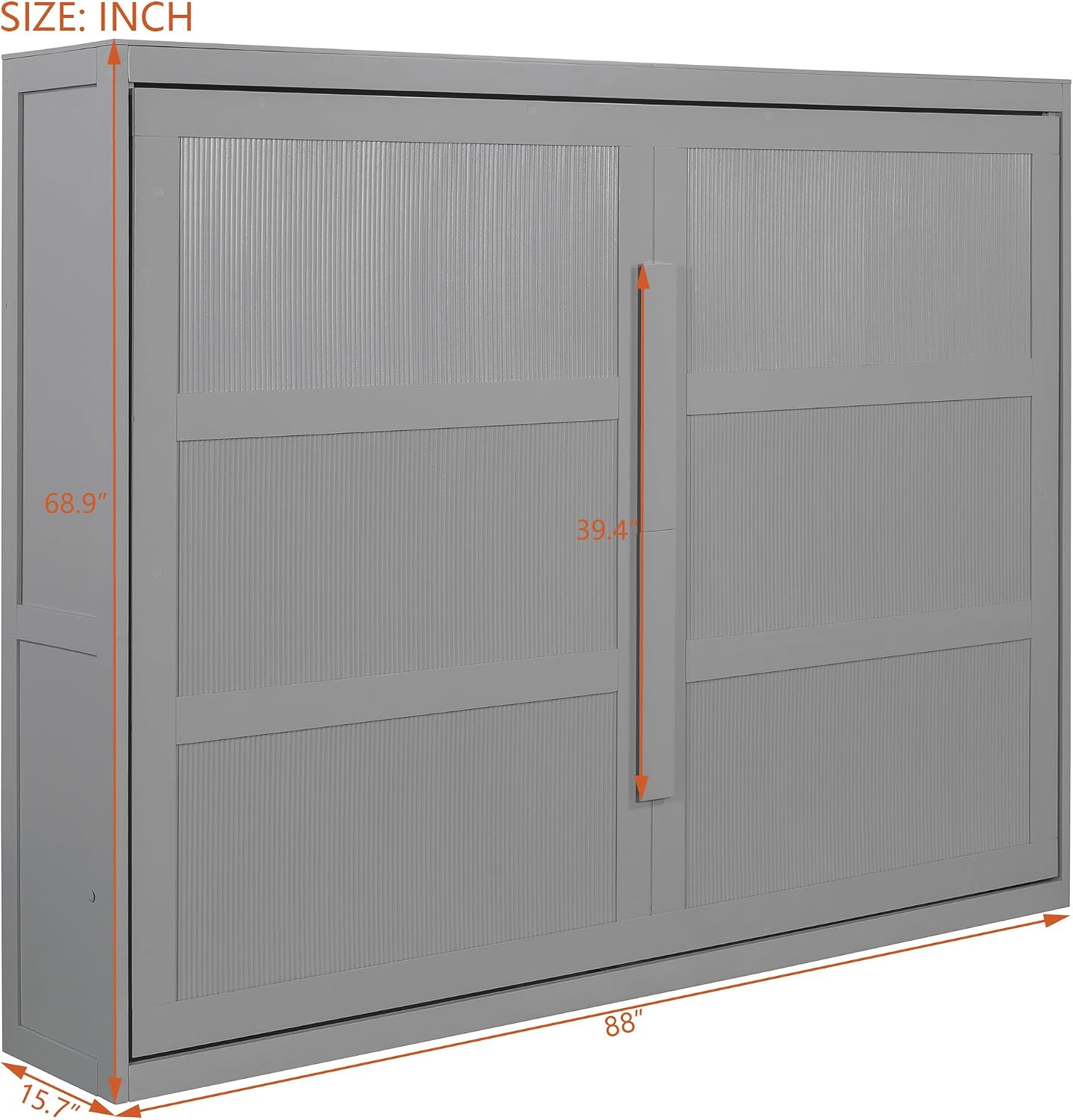 Harper & Bright Designs Queen Size Murphy Bed, Wooden Queen Wall Bed Modern Design with LED Lights, Gray