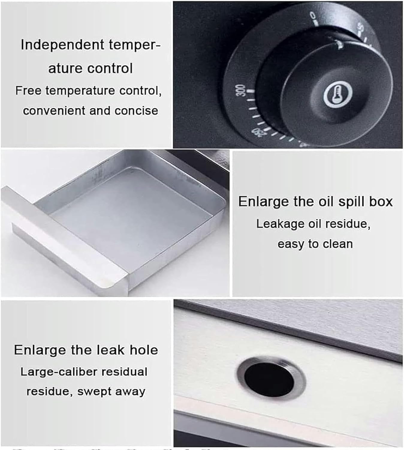 Countertop Flat Top Grill Hotplate, Commercial Electric Griddle, 50-300℃ Adjustable Temperature Teppanyaki for BBQ Cooking Steak, Pancakes