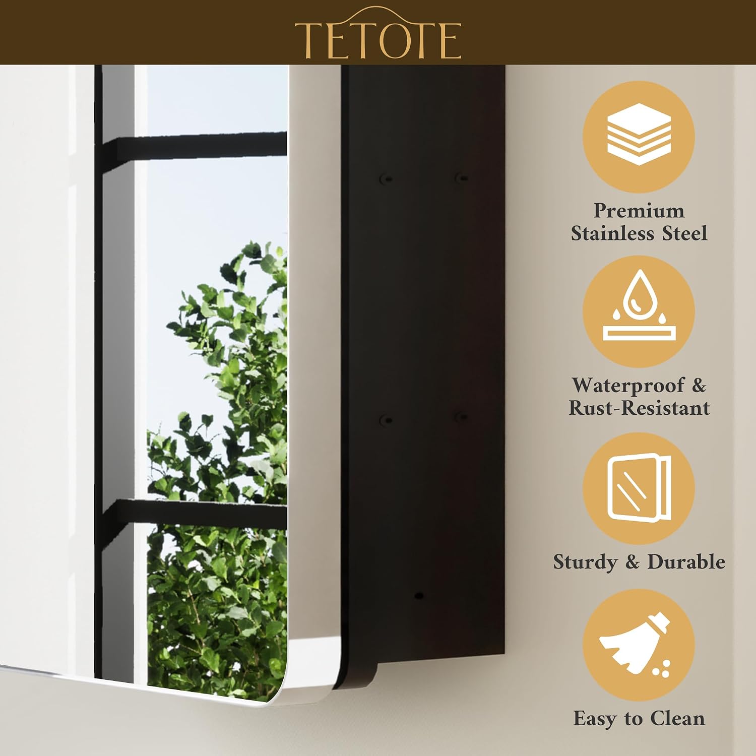 TETOTE 24 X 32 Medicine Cabinet Mirror Polished Chrome Stainless Steel Framed Bathroom Mirror Cabinet with Adjustable Shelves Recessed Mounted/Surface Mounted Medicine Cabinet with Mirror