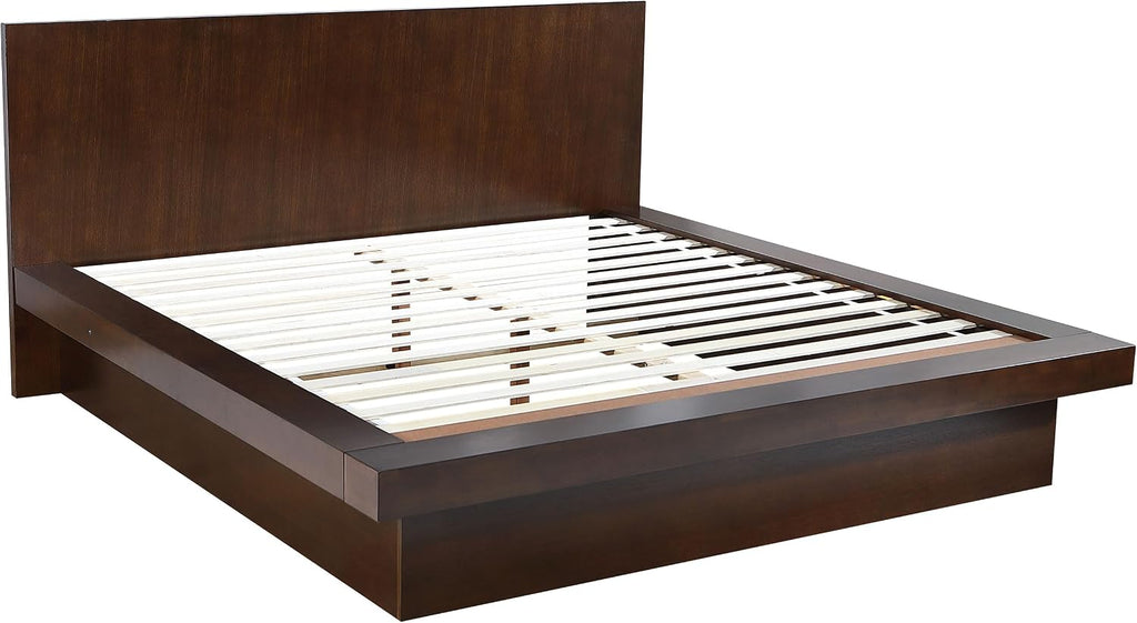 Coaster Home Furnishings - Jessica - Wood - Eastern King Platform Bed with Touch LED Light Switch, Panel Headboard, and Layered Base - Bedroom - Cappuccino - 200711KE | Touch LED Light Sw