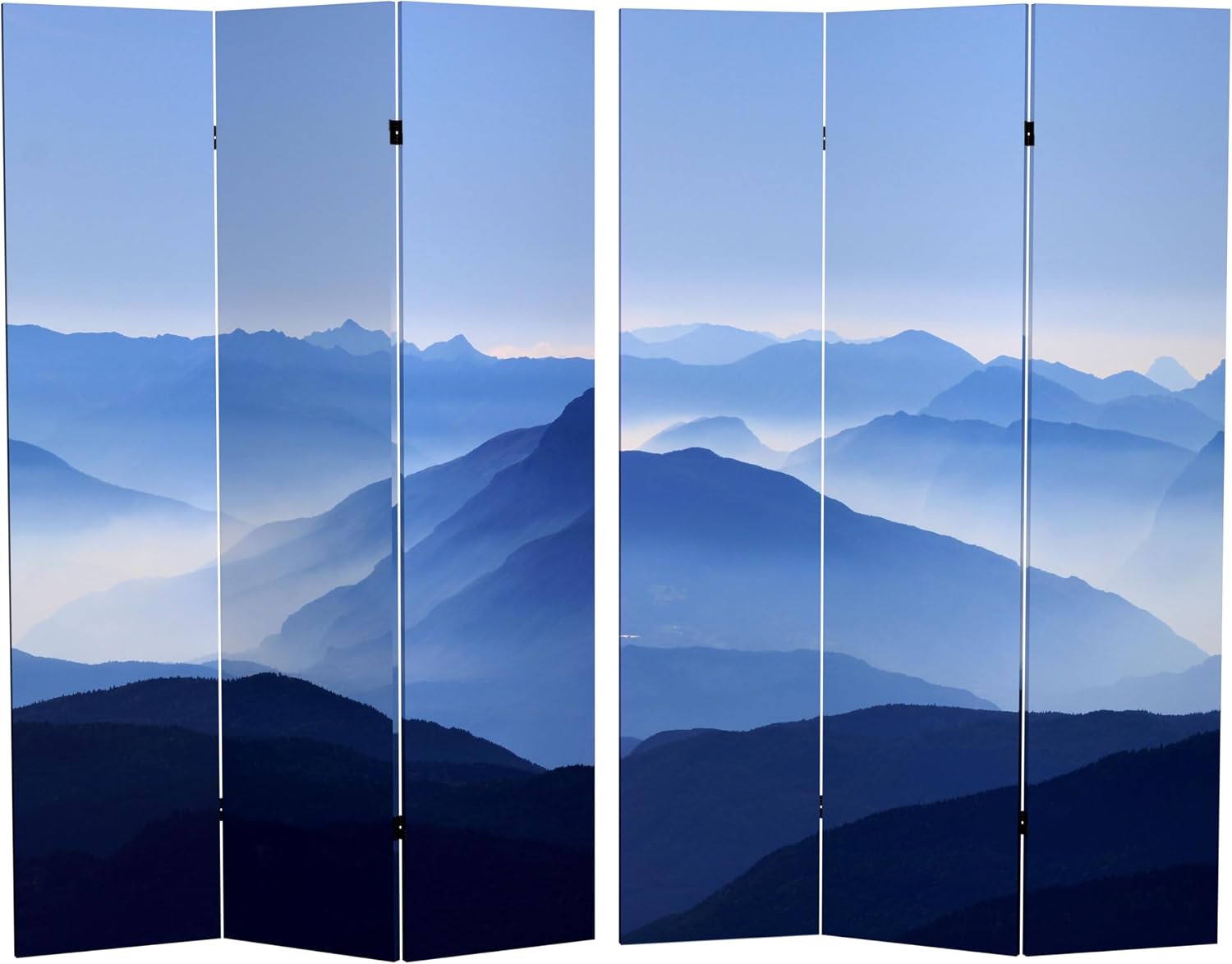 Red Lantern 6 ft. Tall Double Sided Misty Mountain Canvas Room Divider 3 Panel Freestanding Folding Privacy Screen Partition and Separator for Modern and Contemporary Bedroom Home Office Studio Dorm