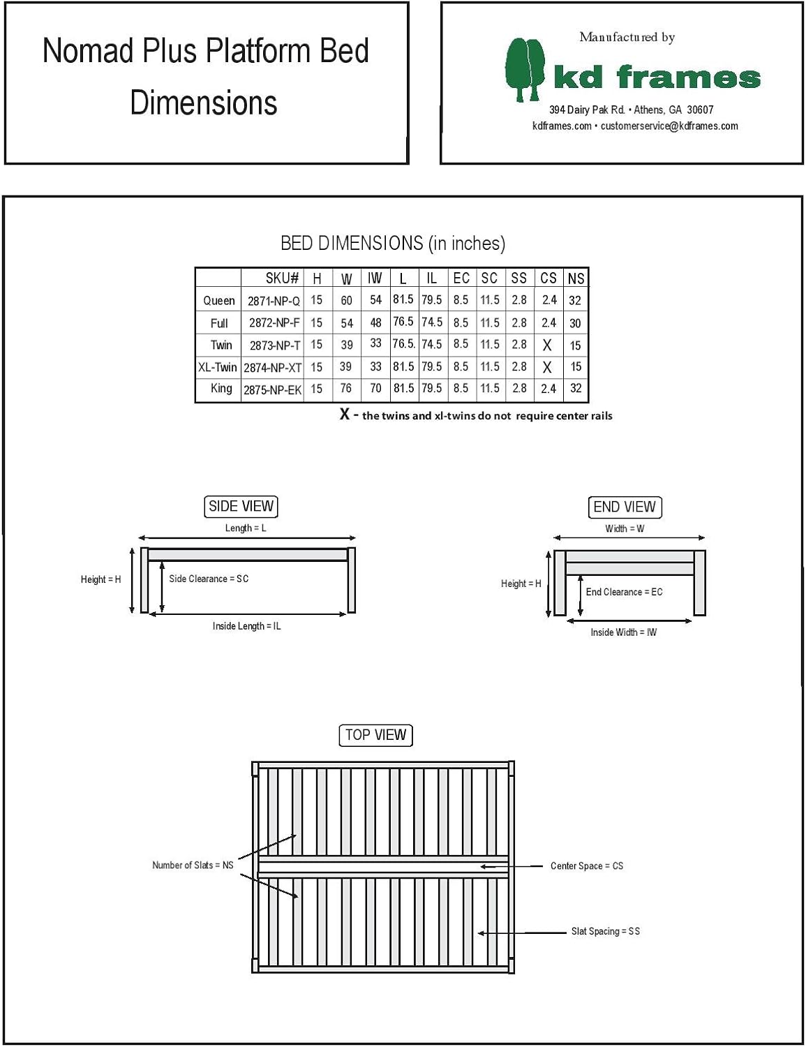 KD Frames Nomad Platform Bed - King Bed Frame - Unfinished Wood Bed Frame - Minimalist Swedish Design - Natural Wood Bed - Easy Assembly, No Box Spring Needed - Solid Wood King Platform Bed