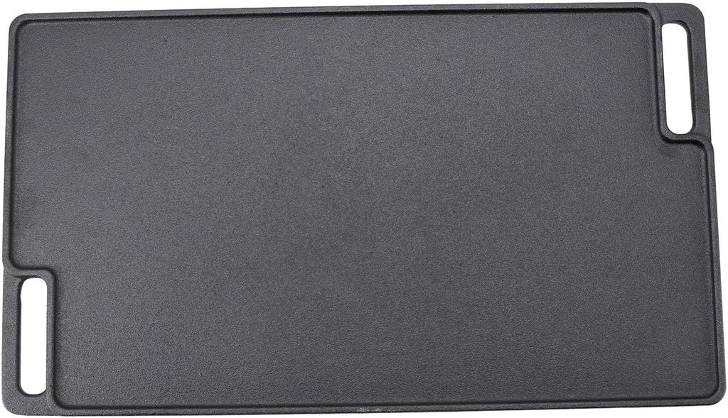 Aramox Reversible Grill Griddle, Pre Seasoned Cast Iron Flat Top Griddle with Non Stick Surface, Double Sided Textured Design for Stovetop Oven Grill Campfire Cooking