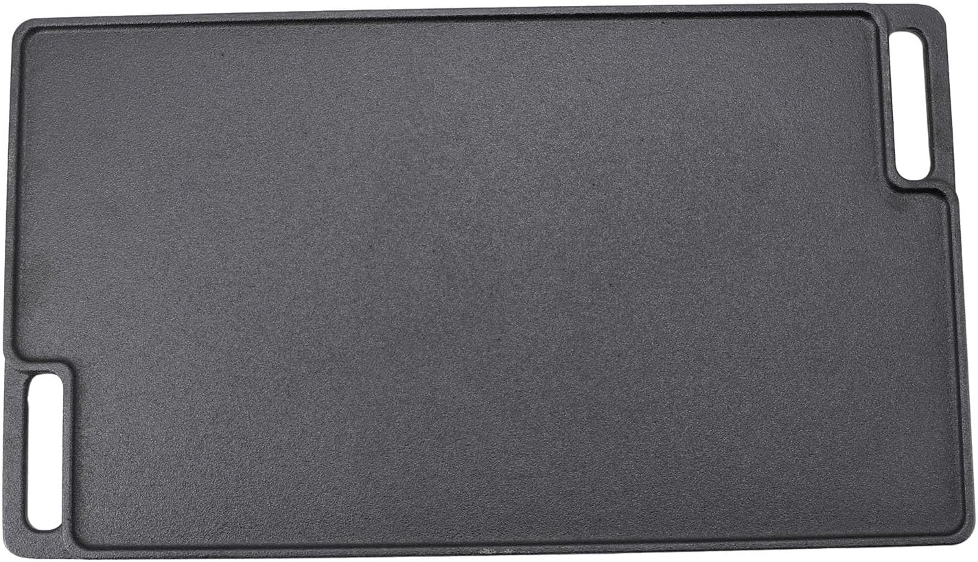 Aramox Reversible Grill Griddle, Pre Seasoned Cast Iron Flat Top Griddle with Non Stick Surface, Double Sided Textured Design for Stovetop Oven Grill Campfire Cooking
