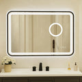 24x36 Inch Black Framed LED Bathroom Mirror with Lights,Magnifying Tempered Glass, Dimmable Lighted Bathroom Vanity Mirror with 3 Colors, Backlit + Frontlit,Anti-Fog