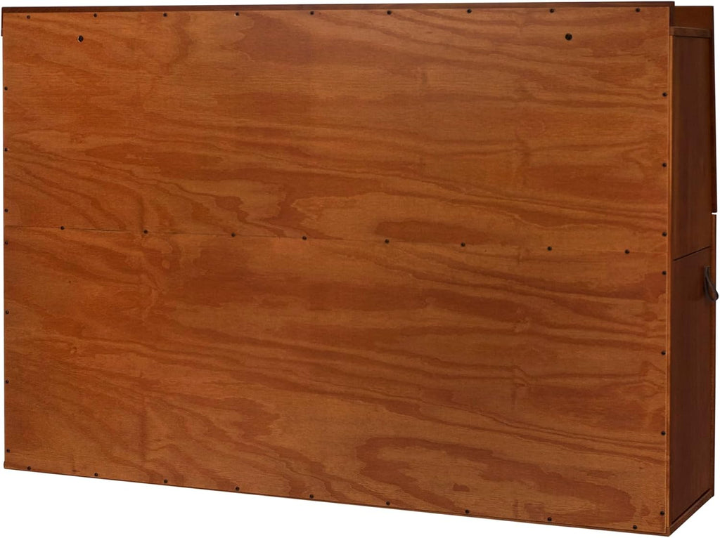 memomad Bali Set: Storage Platform Bed with Drawers + Bookcase Headboard (Queen Size, Caramel Brown Wood)