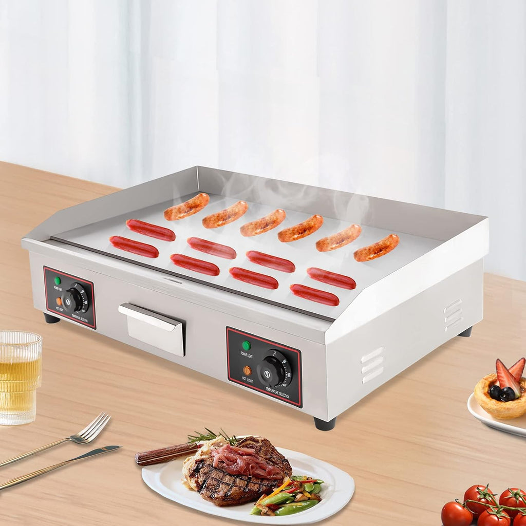 Commercial Electric Griddle Flat Top Grill HotPlate Kitchen Grill CounterTop Stainless Steel Thermostatic Control 122-572℉