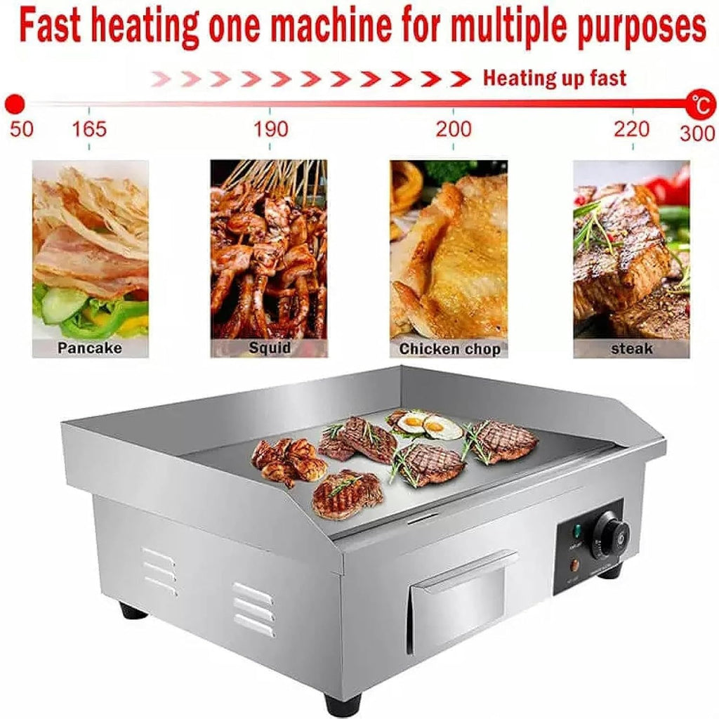 3000W Commercial Electric Griddle/Stainless Steel Flat Top Grill HotPlate/Non-Stick Kitchen Countertop Grill with Adjustable Thermostatic Control